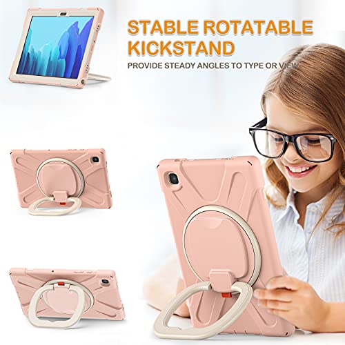 Braecn Kids Case For Samsung Galaxy Tab A7 10.4 Inch 2022/2020, Rugged Full Body Protective Silicone Case W/ Folding Handle & Shoulder Strap & Kickstand For 2022 Samsung Galaxy Tab A7 10.4, Rose Gold #TOP2