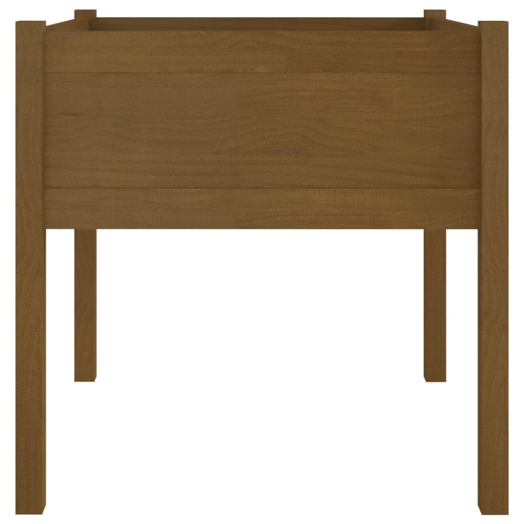 Macetero marrón miel para plantas exterior para jardín, terraza, 70 x 70 x 70 cm, madera maciza de pino