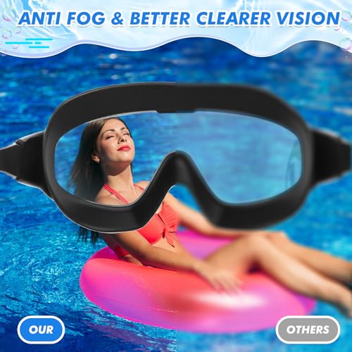 Konohan 3 Pack Adult Swim Goggles Anti Fog, Black Dazzling Lenses - image 6