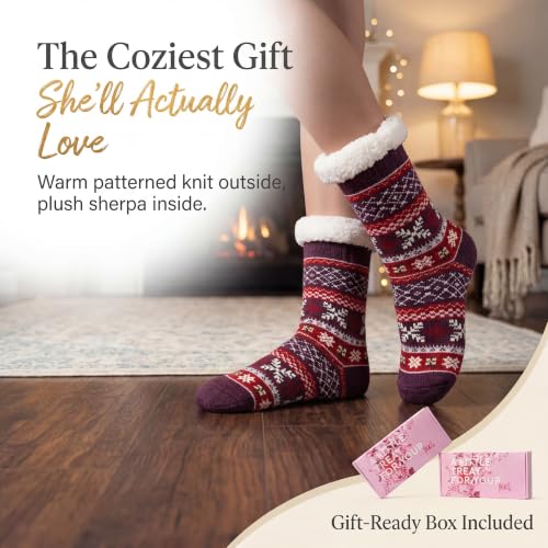 Image of The Metluks Women's Fuzzy Slipper Socks with Non-slip Grippers, Sherpa Lined Warm Cozy Gift Socks