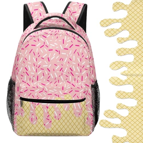 Ice Cream Backpack Kawaii Shoulder Backpacks,Icecream Backpackdrip Backpack ForBoys,Ice Cream Drip BackpackFor Boys (pink)