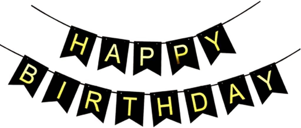 2.5M Happy Birthday Banner, Perfect Birthday Decoration and Party Supplies - Black & Gold Lette