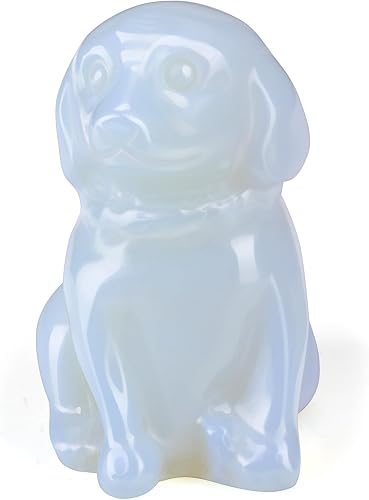 PESOENTH Opalite Crystal Dog Statue Figurines Dog Lovers Gifts for Women Christm