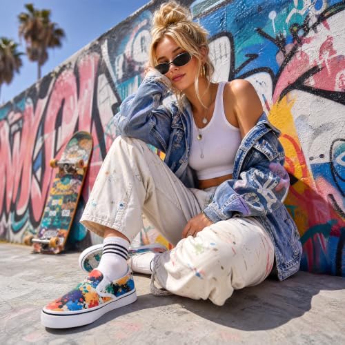 Image of Women's Canvas Slip On Sneakers Non Slip Loafers | low top non slip on walking breathable casual comfortable fashion tennis