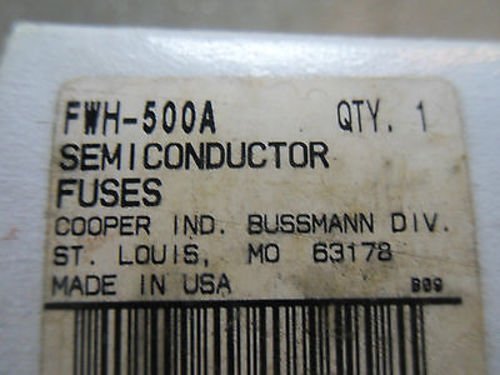 1 Pièce Fusible à Action Rapide Neuf Bussmann FWH-500A 500