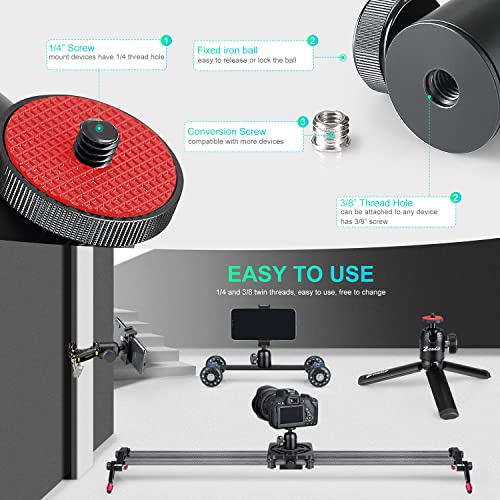 Image of Zeadio Metal Tripod Mini Ball Head, with 1 /4'' 3 /8 inch Screw Ball Head Tripod Mount for Cameras, DSLR, Monopod, Slider, Tripod, Camcorder etc