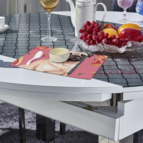 Set de table en toile carlin et pizza x6, 45x30 cm抗皱隔热垫 - 4