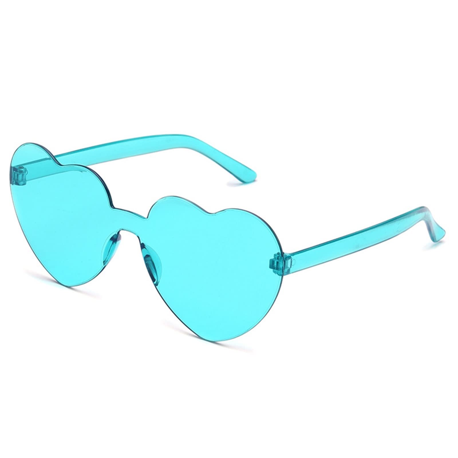 YOGAYE Womens Sunglasses, Dames Hartvorm Zonnebril Randloos Frame Toon Helder Gradiënt Lens Kleur Zonnebril Beach Party Bril (Color : Hortel�, Size : One Size)