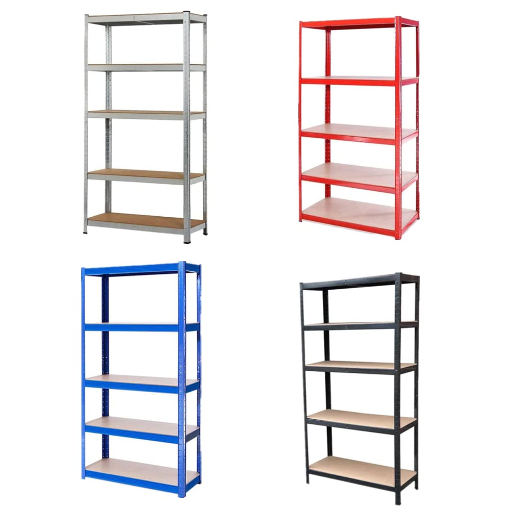 Qimu 5 Tier Boltless Garage Shelving,150x 70x 30cm, Metal Shelving Unit Heavy Duty Storage Racking, Steel Boltless Shelves Unit for Kitchen, Blue