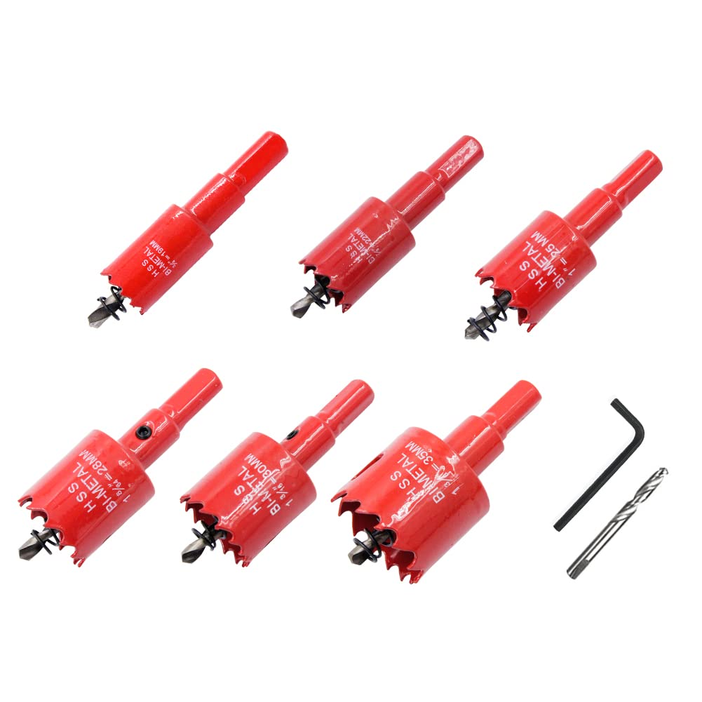 Hole Saw Kit, LAIWEI Hole Saw, Power Drill Tool for Drilling Wood, PVC, Aluminium Profiles, Drywall, 9 Piece Hole Saw Set(19 22 25 28 30 35 mm)