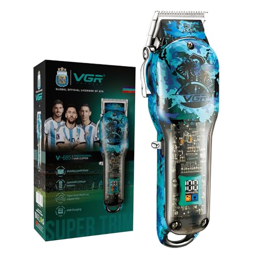 VGR V-685 Professional Salon Series Hair Clipper/Hair Trimmer for Men with LED Display, 300 min Runtime & 8 Length Settings (Blue)