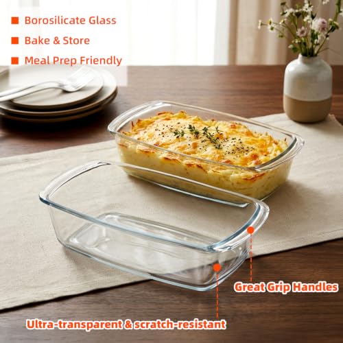 Yesland Glass Loaf Pans with Lids, 2 Pack, 1.9 Qt Borosilicate Baking Dish Set, Oven Safe to 500°F, 10.6x5.5x2.8 Inch, for Bread, Meatloaf, Lasagna by Yesland - Used condition - Image 4
