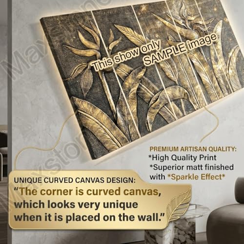 Image of Maxstone Flower Abstract Wall Painting Leaf Leaves Wall Painting Living room,Brdroom,Office Big Size Wall art Painting Fr HD Set OF -5 (30x60 inch) M1307