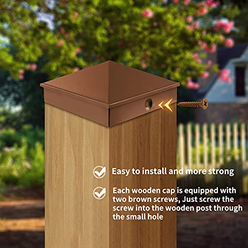 Azdele True I.d. 4-1/16" X 4-1/16" Aluminum Pyramid Post Caps Only For Actual/True 4" X 4" Wood Post, Not For Actual 3.5" X 3.5" Wood Post, With Matte Finish Powder Coated Surface(Brown, 4Pack) #TOP4