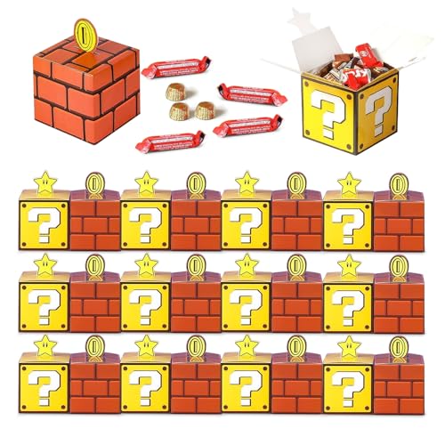 KBIBCK 24 Pièces Boîtes à Bonbons, Mario Boîtes de Fête, Boite Cadeau Anniversaire, Boîtes Cadeau Bonbons d'enfants pour Mariage, Anniversaire, Fête,...