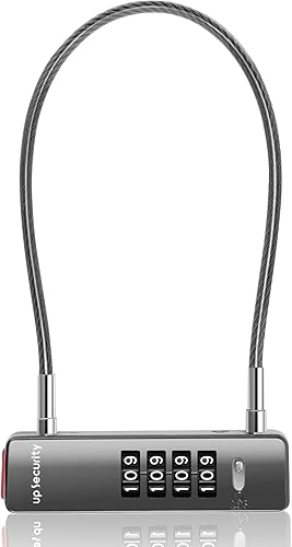 Miniatura 9 de Candado de Cable Combinado para Bicicleta, Candado de Combinación de 4 Dígitos para Puerta de Valla al Aire Libre, Caja Fuerte para Equipaje, Negro