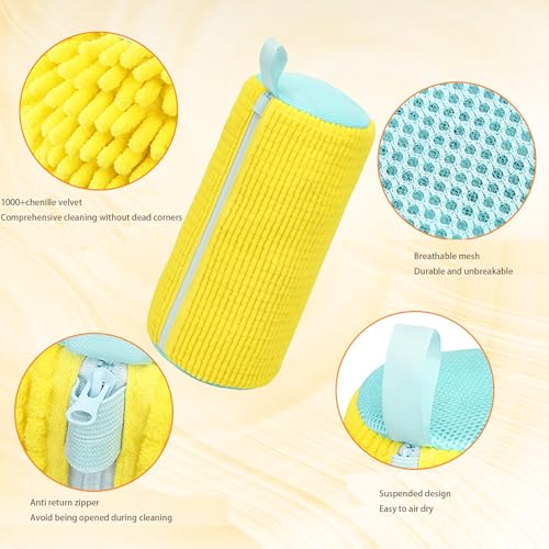 2Pcs Yellow Shoe Washing Machine Bags, Reusable Shoe Washing Bag for Machine Can Be Cleaned 360° Around.Durable Laundry Bag Side Zipper. Laundry Bag Suitable for Sizes of Different Sizes3