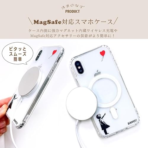 ONLYOU iPhone 14 ケース 韓国 magsafe ケース magsafe対応 ケース マグセーフ ケース アート バンクシー Banksy 少女と風船 クリア 透明 カバー レディース メンズ アイフォン14ケース(iPhone14 少女と風船)