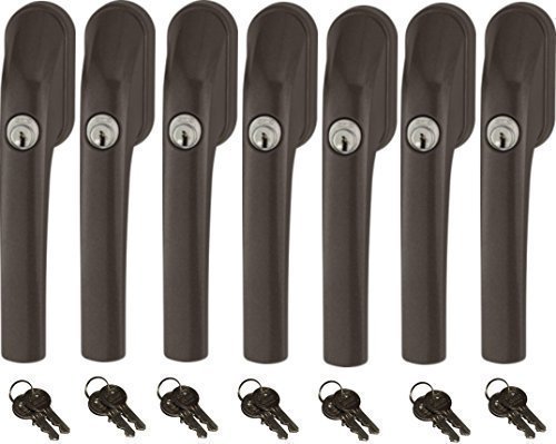 Abus FG300 abschließbarer Fenstergriff, braun, im Set 7 Stück alle gleichschließend mit insgesamt 14 Schlüssel