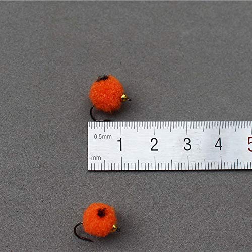 Tigofly 36 Pcs Orange/White/Red Brass Beadhead Egg Fly Glo Bug Fly Fishing Flies Lures Free Fly Box (Orange) #TOP4