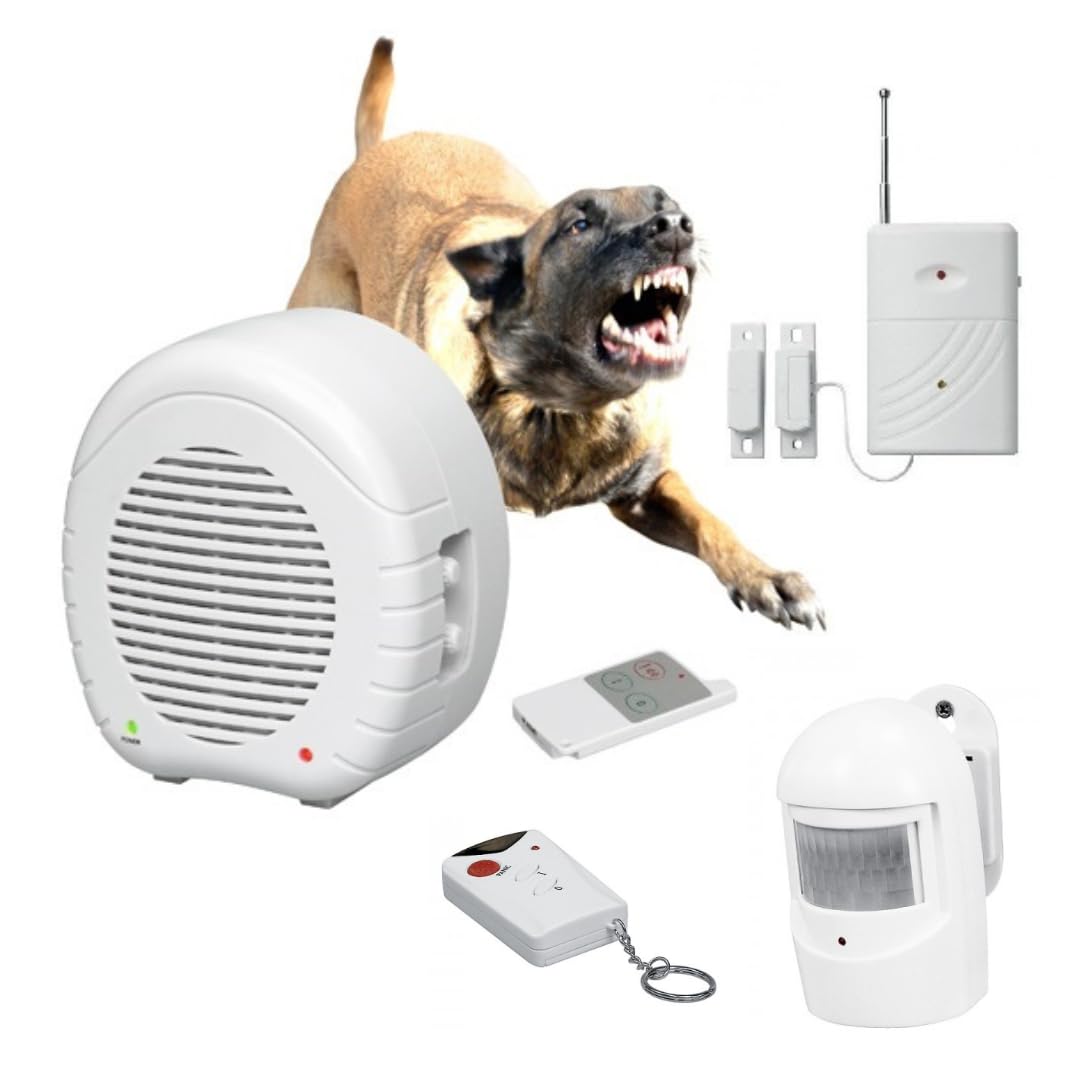 Indexa EW01 + MA80P + MA80KM + MA80R Chien de garde électronique avec télécommande, détecteur de mouvement sans fil, détecteur d'ouverture sans fil et télécommande supplémentaire