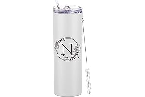 Custom Tumbler Cup with Initials - Personalized 20oz Travel Tumbler with Letter...