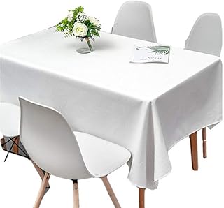 rrff Obrusy biały lniany obrus solidny stół kuchenny dekoracyjny wodoodporny olejoodporny gruby kwadratowy obrus na stół herbata okrągły obrus 110 x 110 cm