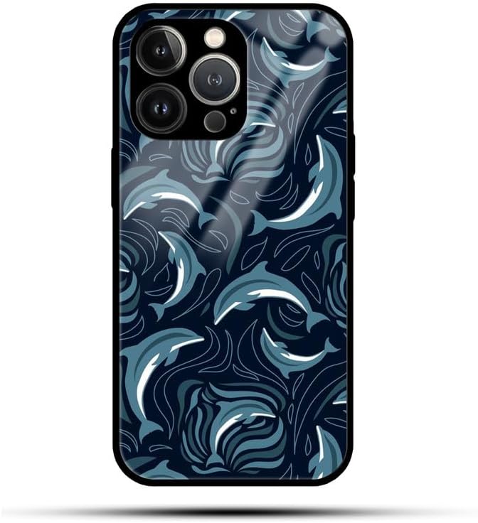 Kirmada Dolphin Texture Printed Glass Cover Compatible with iPhone 12 Pro Max and Durable,High Print Quality and Perfectly Fit. Multicolor