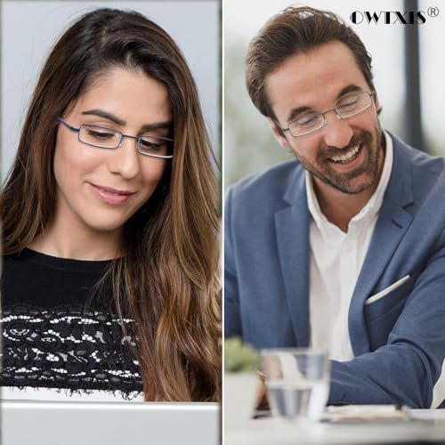 Image of Blue Light Blocking Reading Glasses - Slim Pocket Readers with Pen Clip Case Mini Lightweight Readers