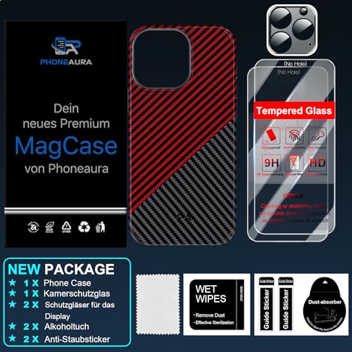 Étui en carbone iPhone 14 Pro MagCase Deluxe avec 3 verres de protection - 2