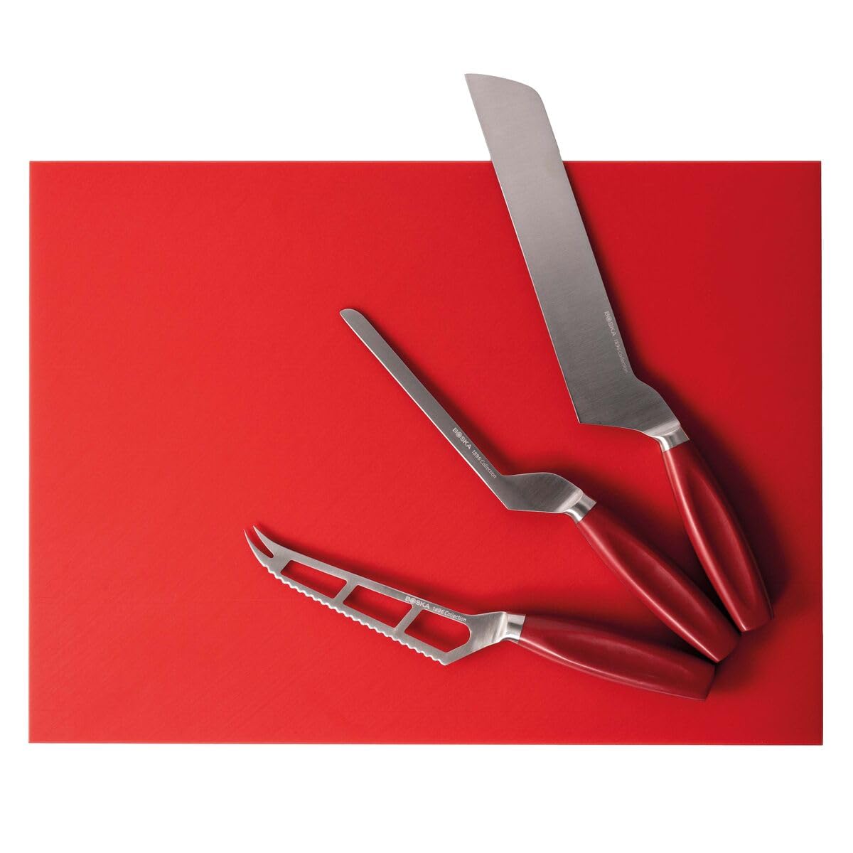 BOSKA Couteau à Fromage Professionnel Universel - Polyvalent – Lame 140 mm – Antiadhésif – Manche Rouge – Code couleur HACCP – Collection 1896