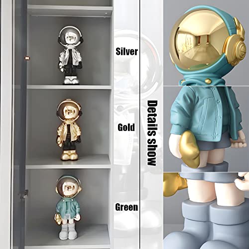NUACOS Astronaut Statue Space Dekorative, Harz Astronaut -Skulptur, Moderne Handwerksheimdekoration, Desktop -Ornamente Büro, Raumleiter Schlafzimmer Dekor für Männer (Gold)