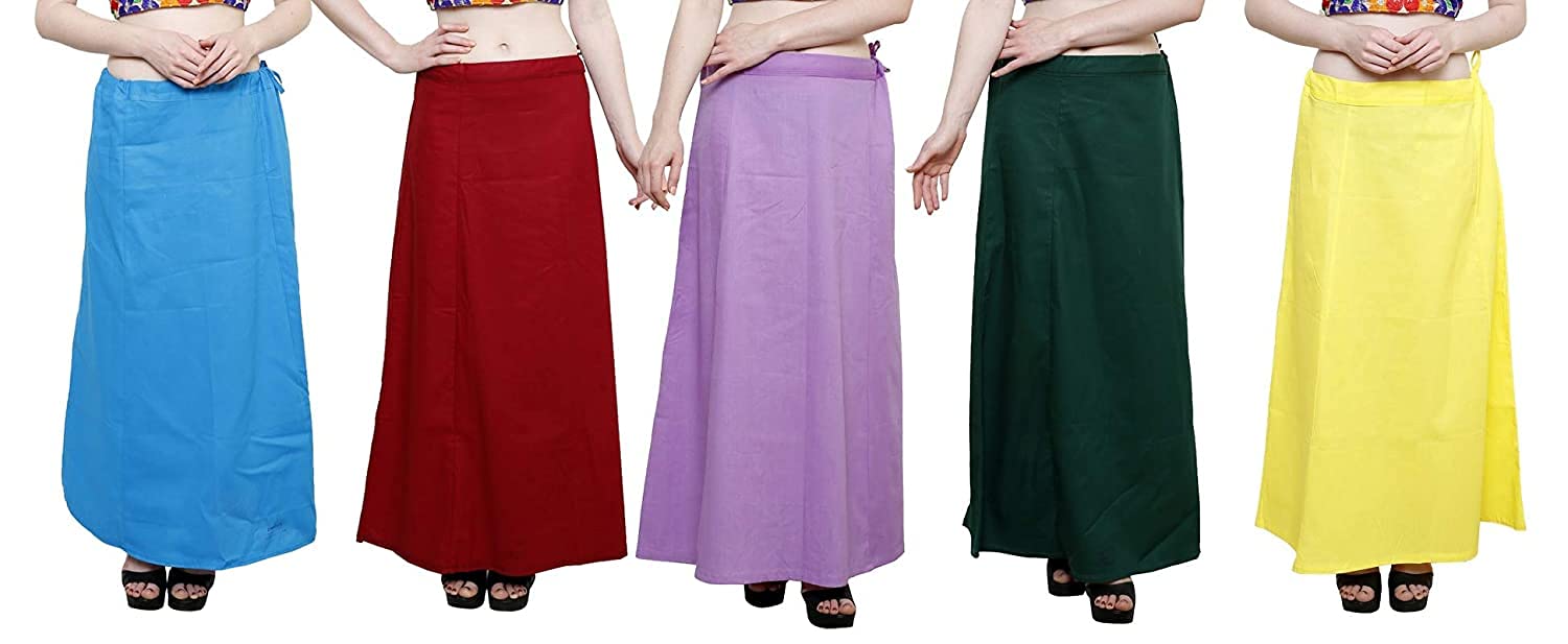 kbnbj Women's Cotton Saree inskirt Petticoat (Multicolor's Combo)-picture-17
