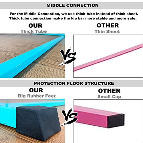 Marfula 4Ft Gymnastic Bar Set Gymnastics Horizontal Bar Gymnastics Kip Bar Teal Bar For Kids Home Use thumb #7
