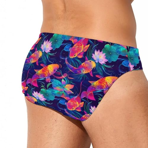 Japanese Fishes Flowers Mens Swim Briefs Sexy Bikini Swimwear Bathing Suits Trunks3