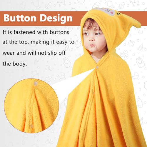 Image of 2 Pack Hooded Towel, 27.5 x 55 inch Absorbent Bath Towel for Babies, Soft Toddler Bath Towel, Thick Toddler Towels with Hood for Girls Boys,Yellow and White