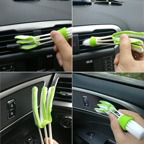 Image of Car Detailing Brush Set,Auto Interior & Exterior Cleaning Kit with 5 Boar Hair Detail Brushes,3 Wire Brushes & 2 Air Vent Brushes for Dashboard, Engine, Wheels,Leather,Car AccessoriesCar Brush-10pcs