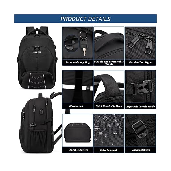 Mochila Grande 55L Portatil 18.4 Pulgadas Ordenador con Puerto USB Antirrobo Impermeable - Imagen 5