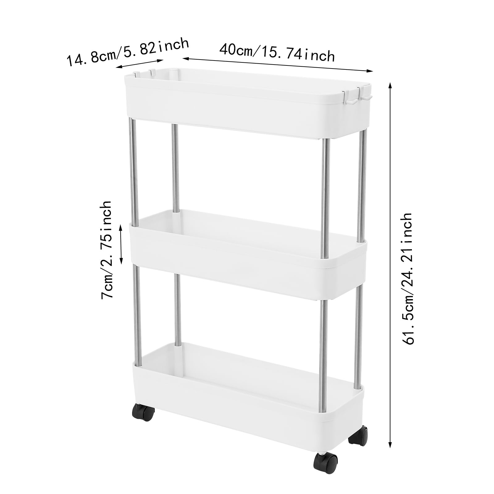 3 estantes nicho armario nicho armario de cocina blanco con ruedas carrito de cocina estrecho baño mueble de baño estilo moderno adecuado para cocinas baño garaje