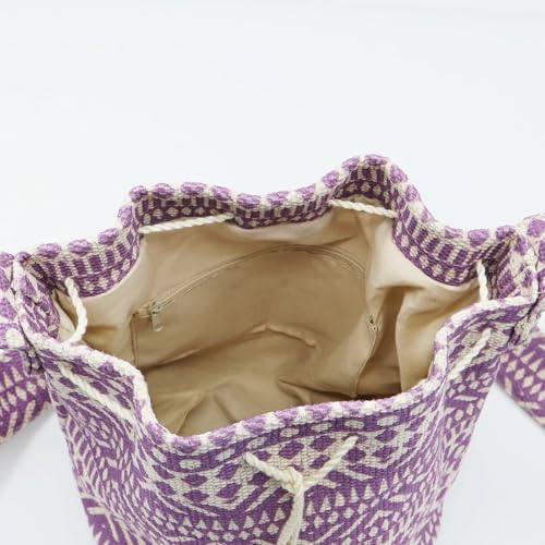 Bolso cruzado de lona para mujer tipo tote púrpura grande miniatura 2