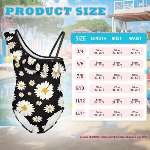 Playtime Girls One Piece Swimsuit Soft Stretchy Ruffle One Shoulder Kids Summer Swimwear Bathing Suit for Girls Tummy Control4