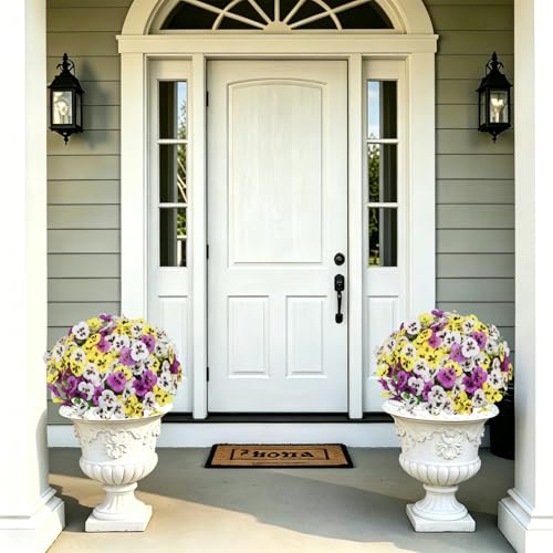 18 Pcs Artificial Pansy Flowers for Outdoor, UV Resistant Faux Plants - image 4
