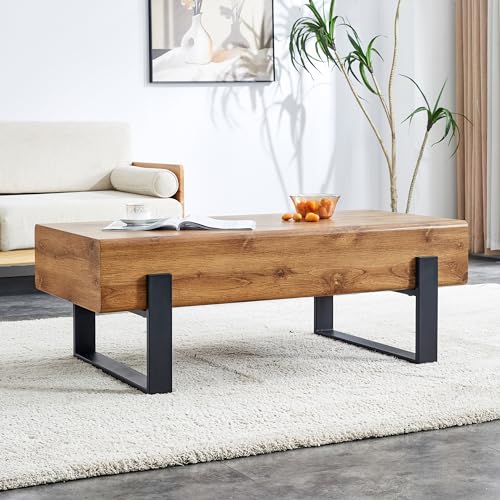47.2" Rectangular Wood Coffee Table Mid Century Modern Coffee Tab...