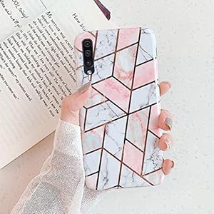 Uposao Compatibel met Samsung Galaxy A50 Marble White Pink