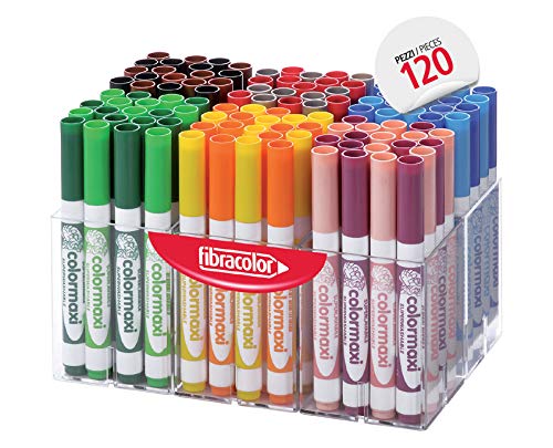 Fibracolor Colormaxi Multistifte, 120 Filzstifte, kegelförmige Spitze, superwaschbar