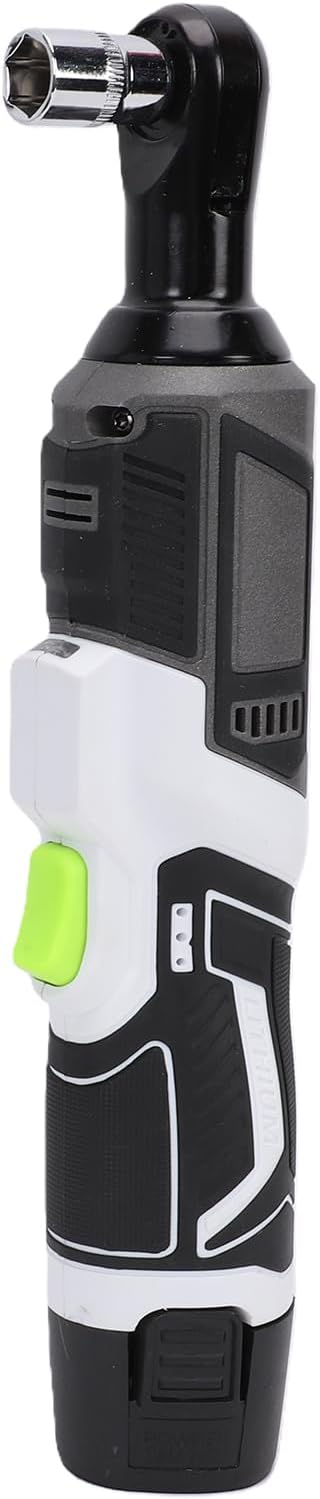12V Electric Ratchet Cordless Wrench 57Nm Torque 220RPM Variable Speed Power 3/8 Ratchet Head LED Light with 2 Batteries for Automotive Construction Home Repair (US Plug 110V Brushed Motor)
