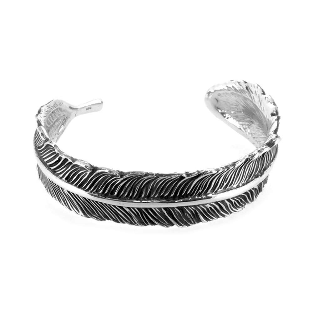 Amazon | 新宿銀の蔵 フェザー シルバー 925 バングル 羽根