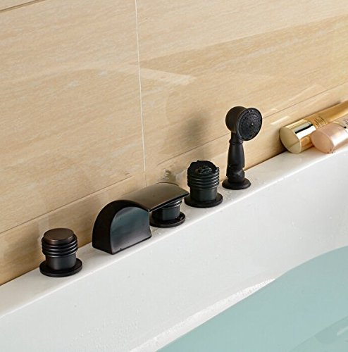 Robinet mitigeur baignoire cascade à LED 3 couleurs avec douchette - 2