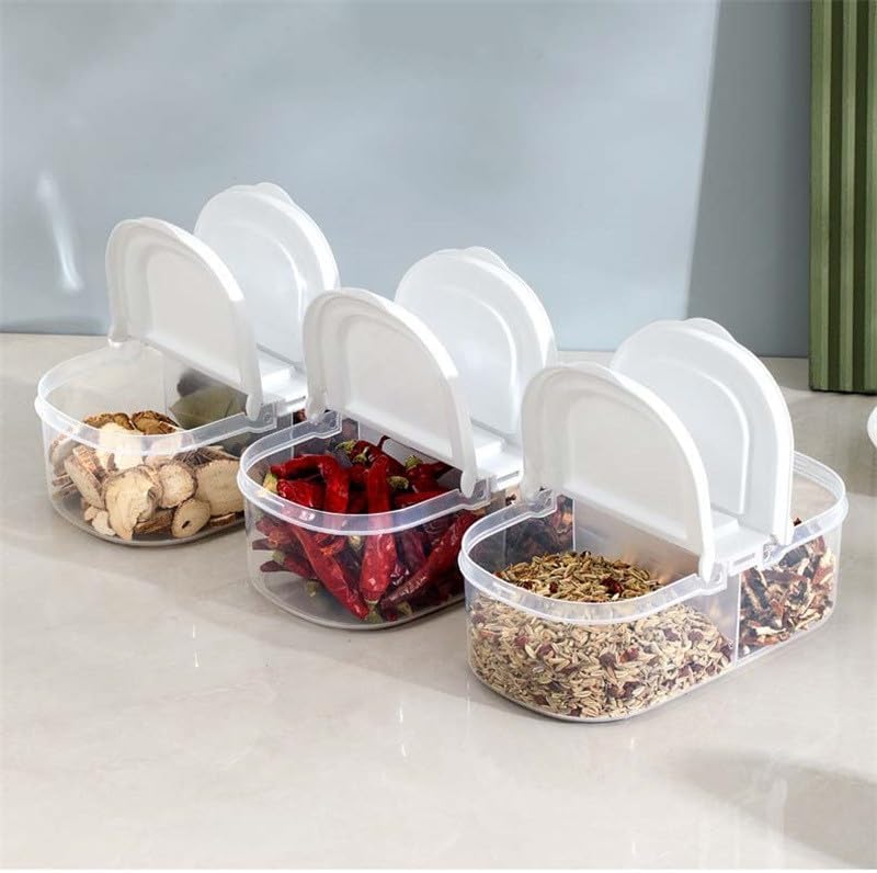 3 Packs Plastic Double Grids Storage Containers with Lids for Fridge Storage Organizer Boxes for Refrigerator Produce Beans Fruits Organzation