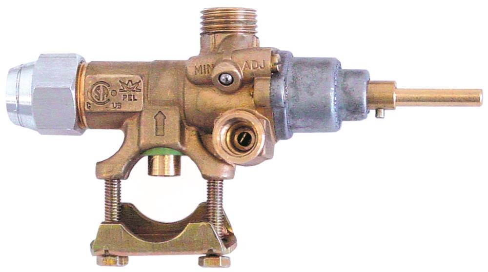 PEL PEL21S - Grifo de gas con llama de encendido, conexión de termoelemento M8 x 1, entrada de gas, brida de tubo, diámetro de 21 mm, eje de 6 x 4,6 x 30 mm, 0,35 mm, M10 x 1